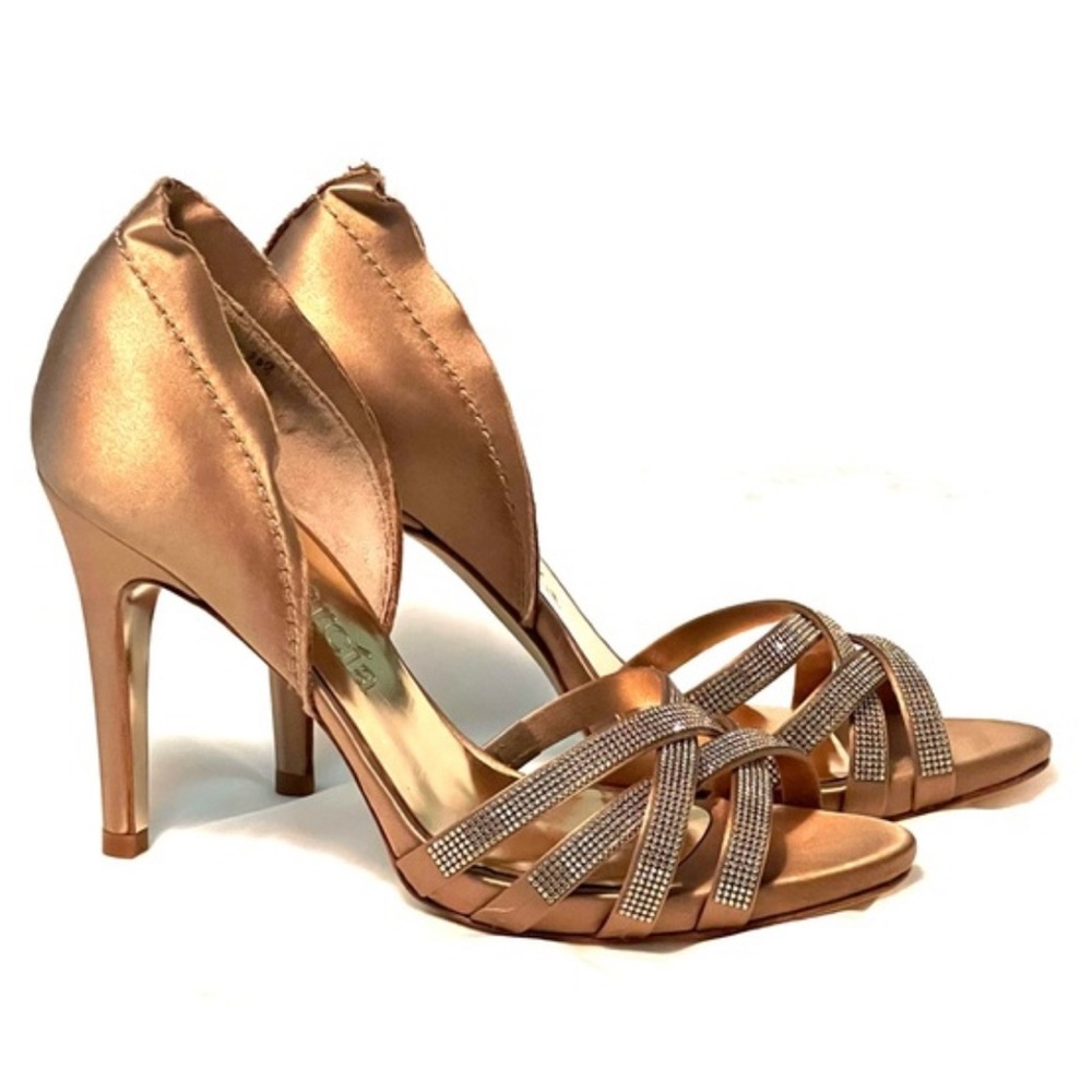Pedro Garcia Bronze Heels with Rhinestone Straps